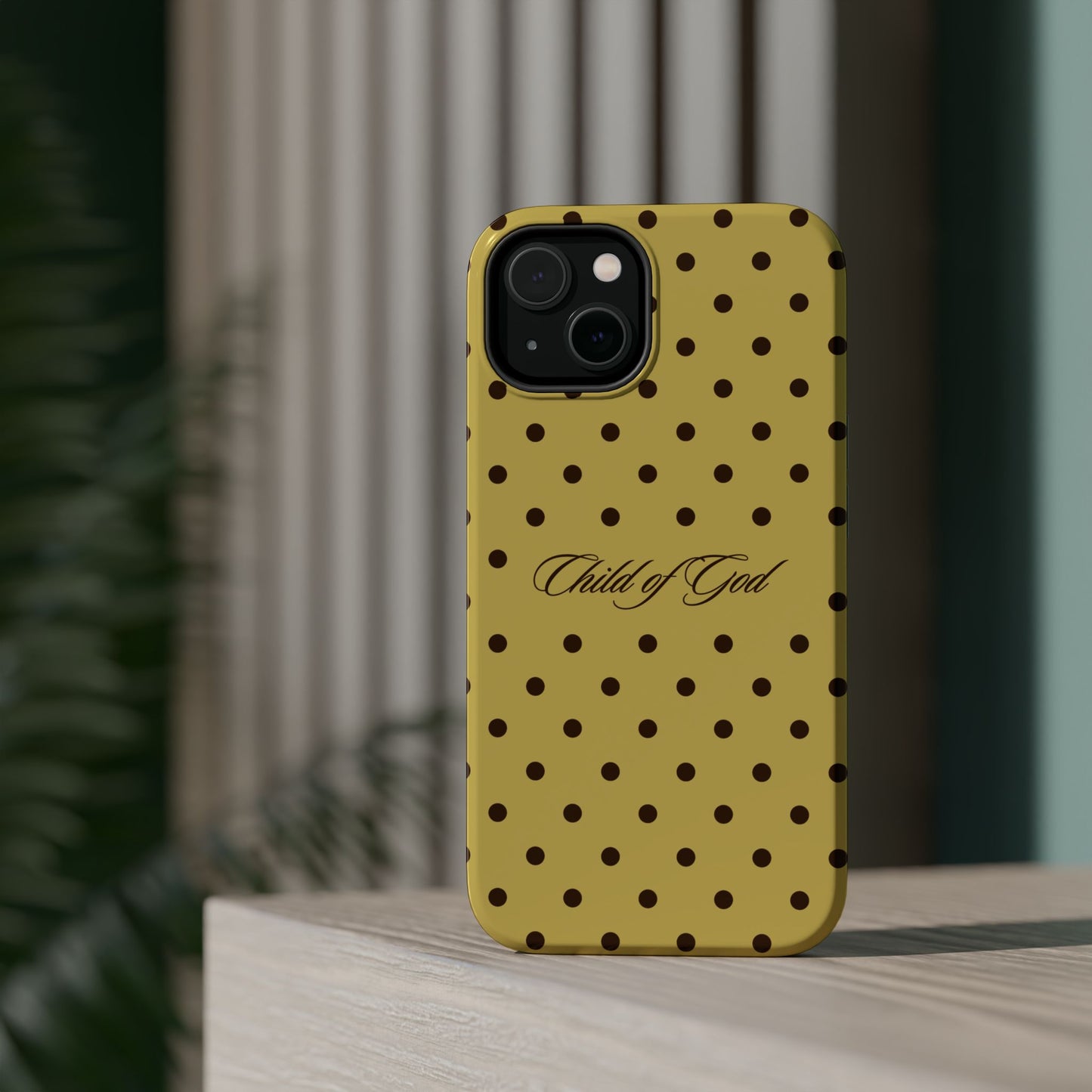 Child of God Yellow and Brown Polka Dot MagSafe Phone Case