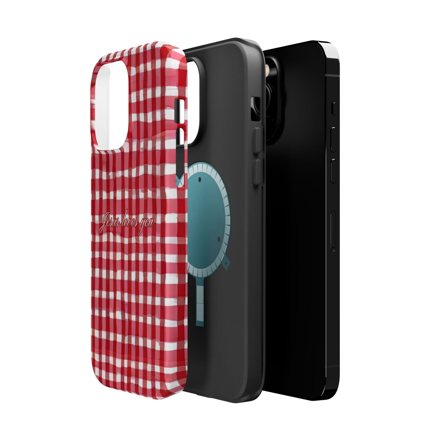 Jesus loves you Gingham MagSafe Phone Case