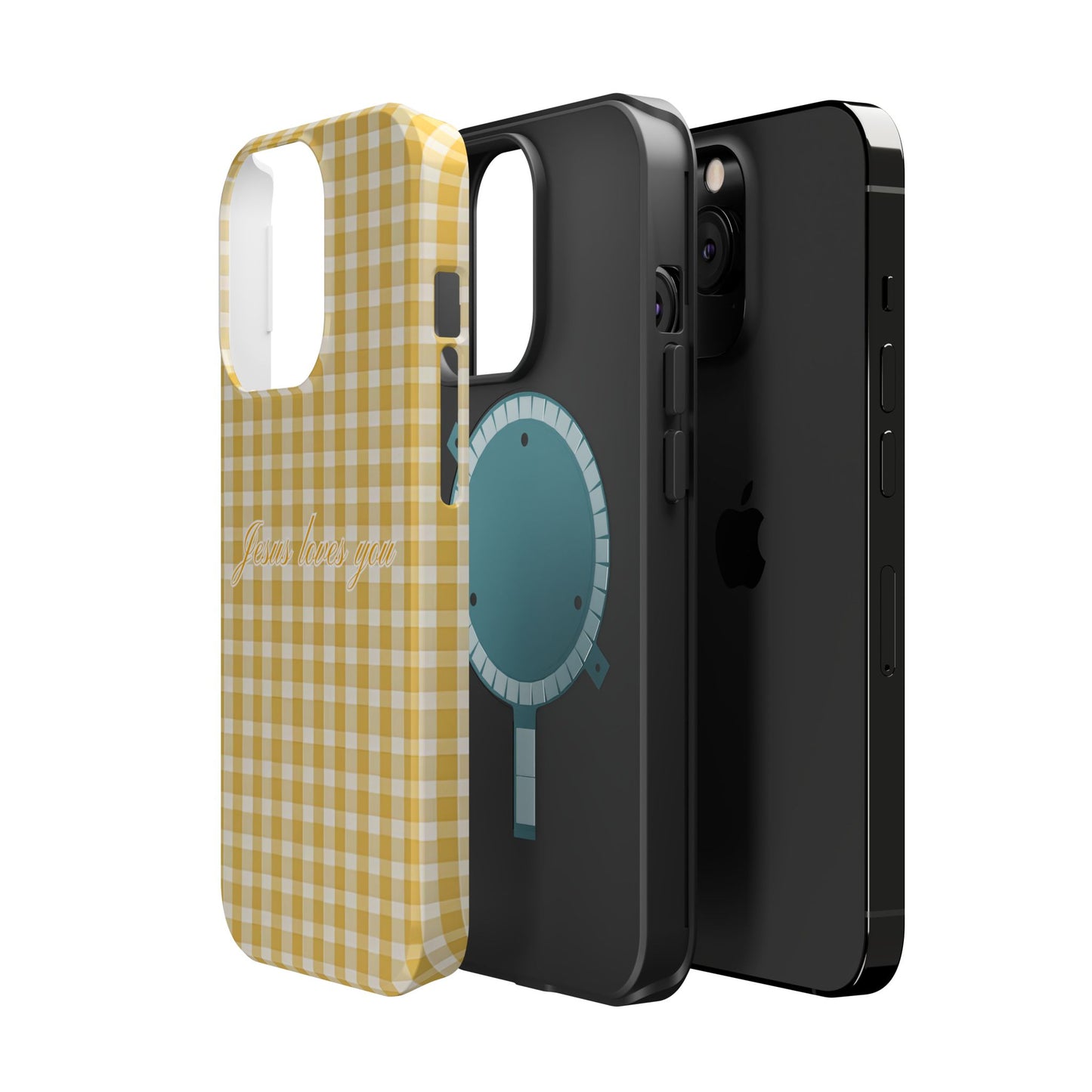 Jesus loves you Gingham Yellow Phone Case MagSafe