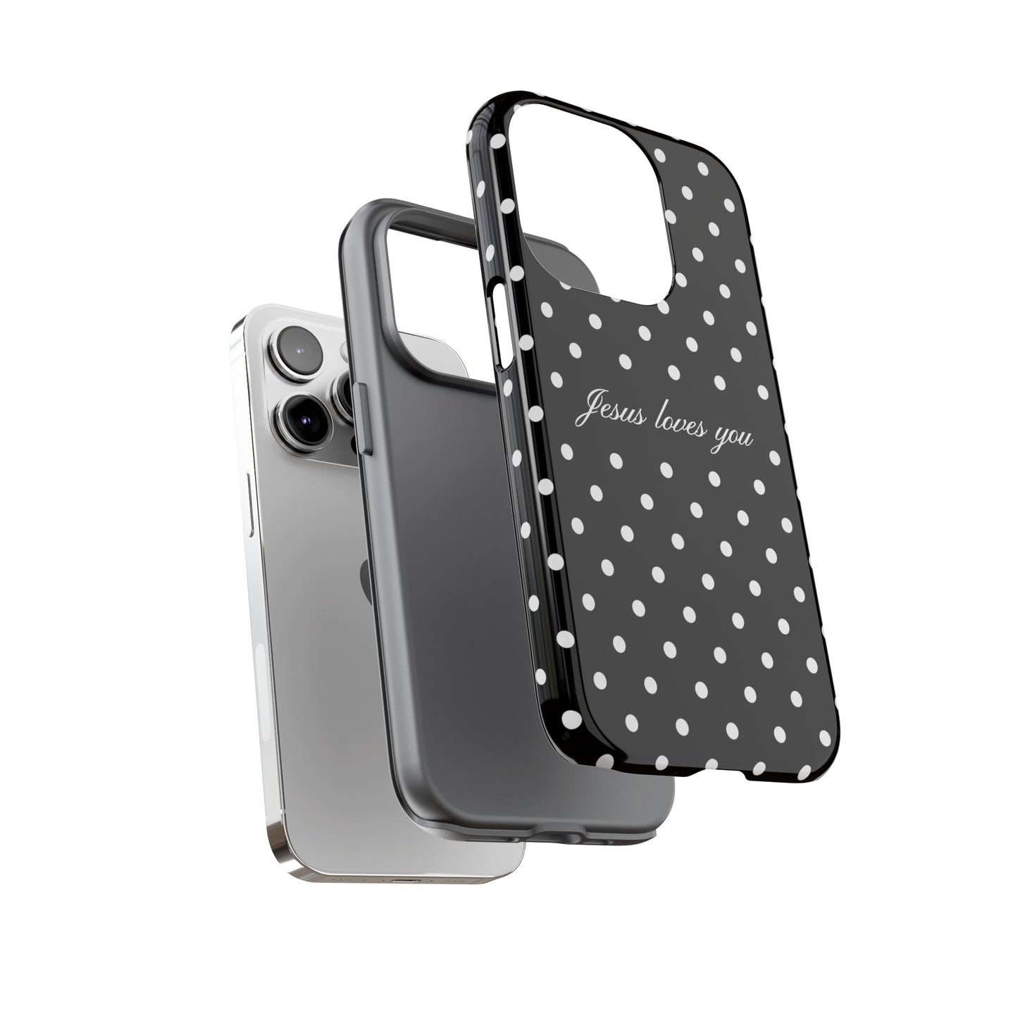 Jesus Loves You Black Polka Dot Phone Case