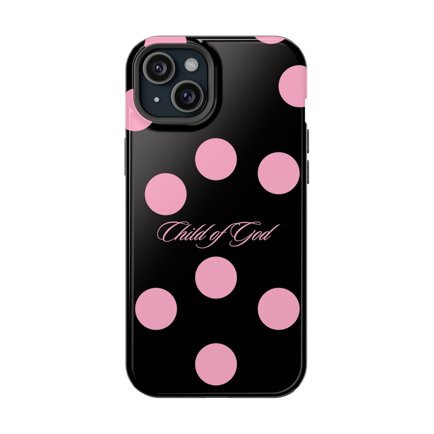 Child of God Pink and Black Polka Dot MagSafe Phone Case