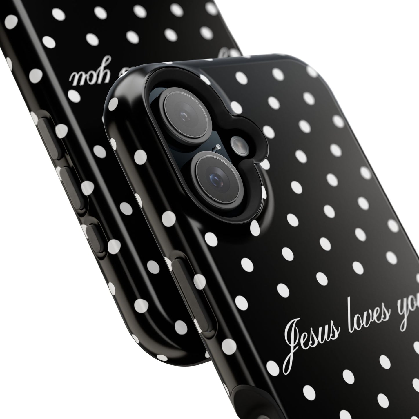 Jesus loves you Black Polka Dot Phone Case MagSafe
