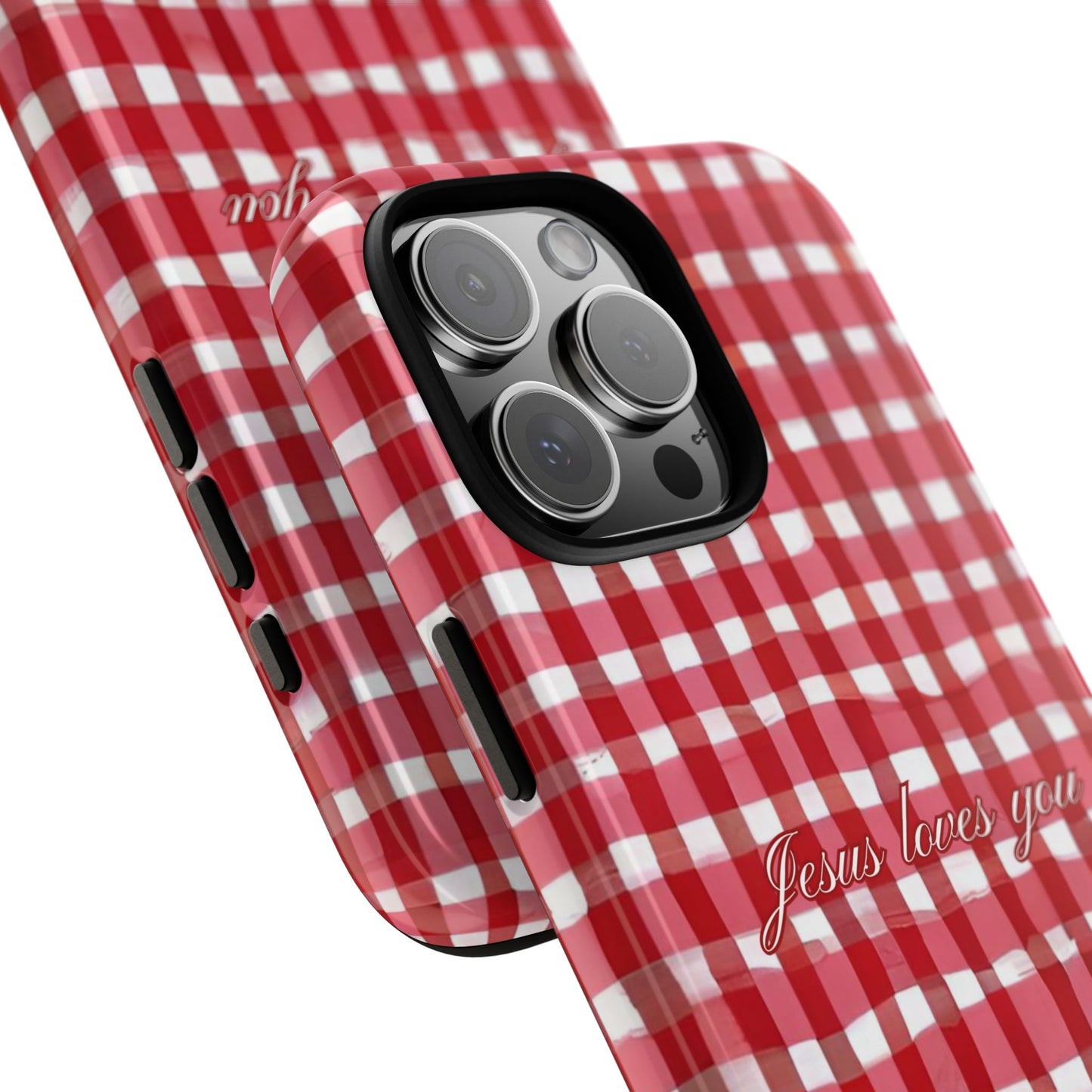 Jesus loves you Gingham phone case