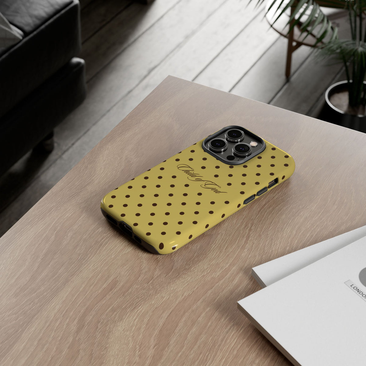 Child of God Brown & Yellow Polka Dot Phone Case