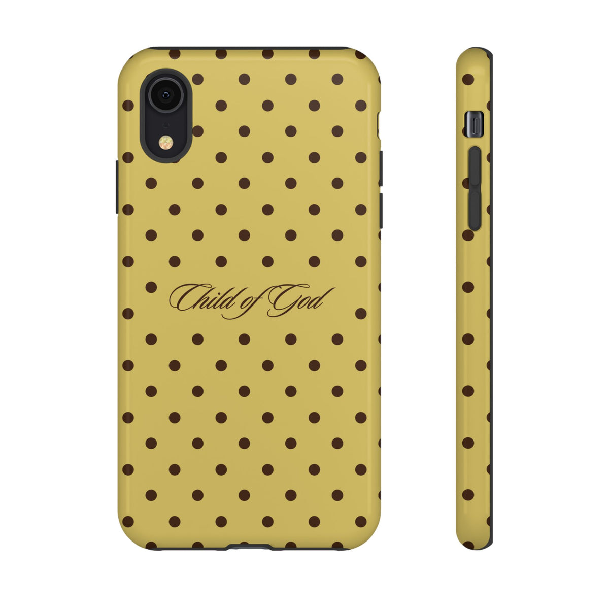 Child of God Brown & Yellow Polka Dot Phone Case