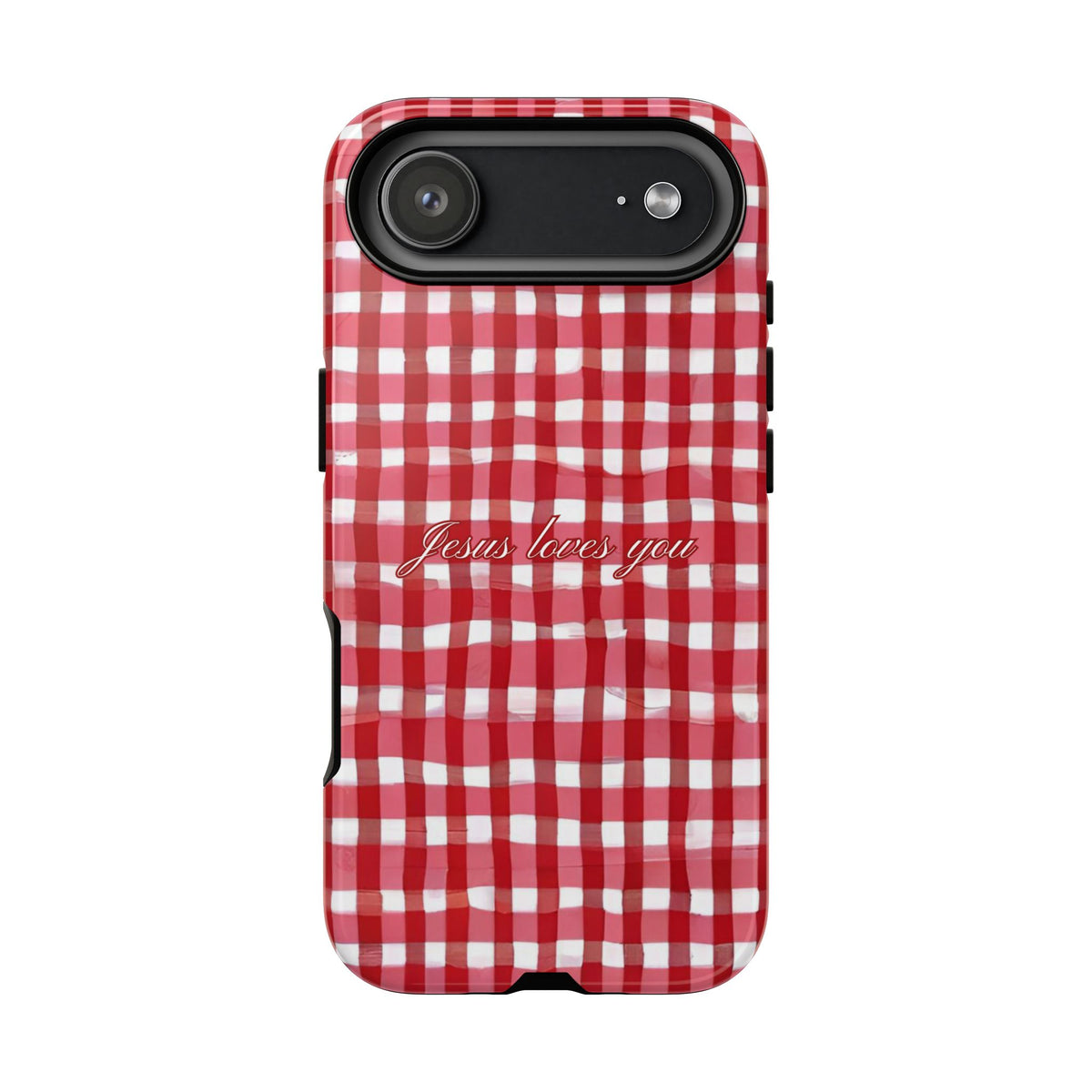 Jesus loves you Gingham phone case