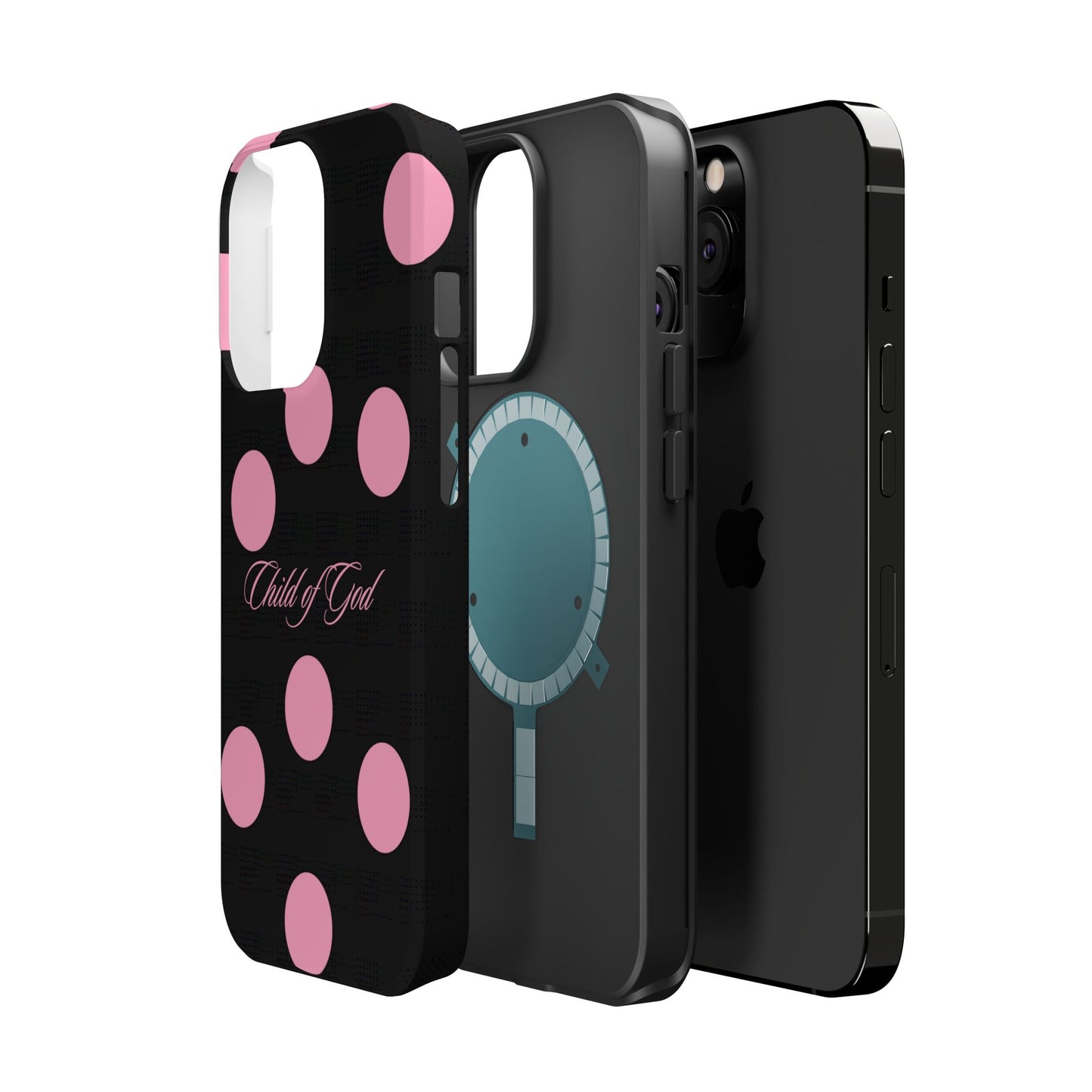 Child of God Pink and Black Polka Dot MagSafe Phone Case