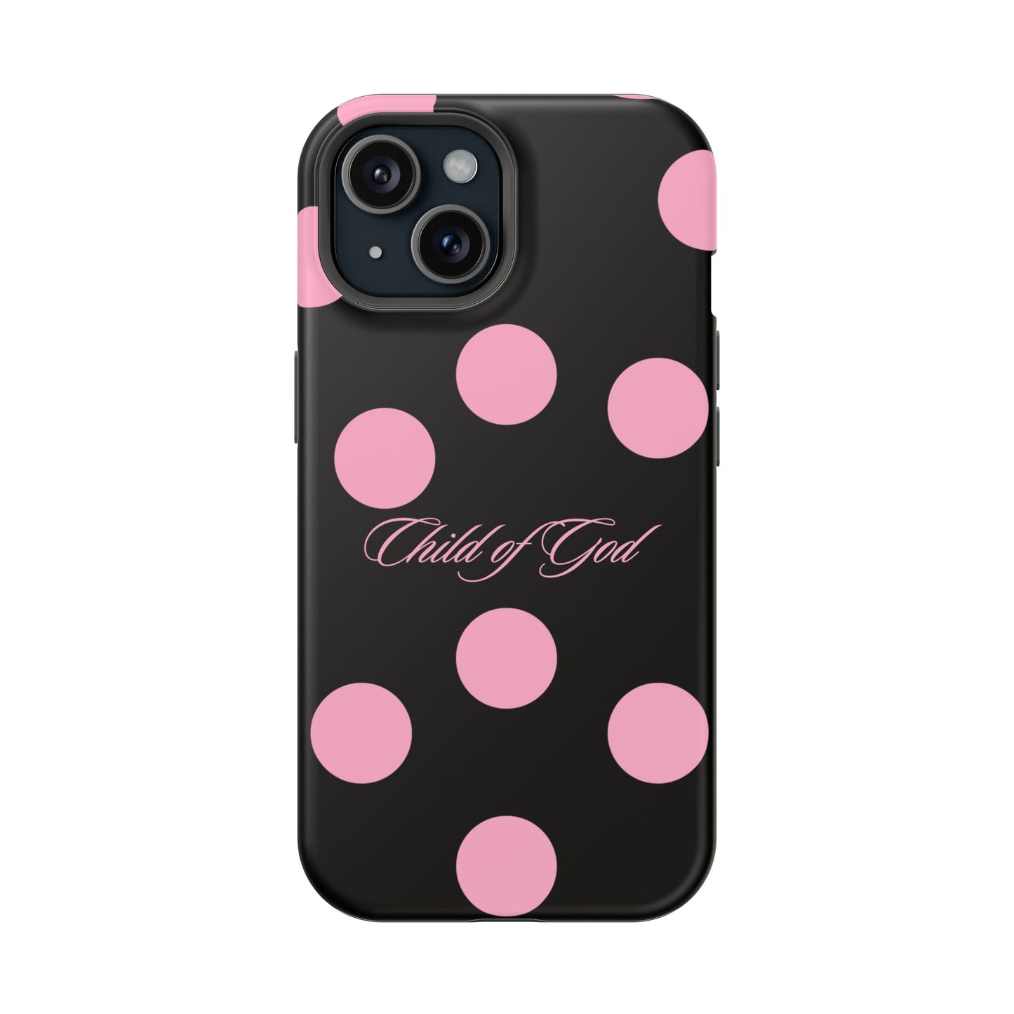 Child of God Pink and Black Polka Dot MagSafe Phone Case