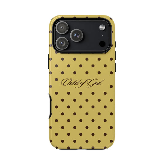 Child of God Brown & Yellow Polka Dot Phone Case