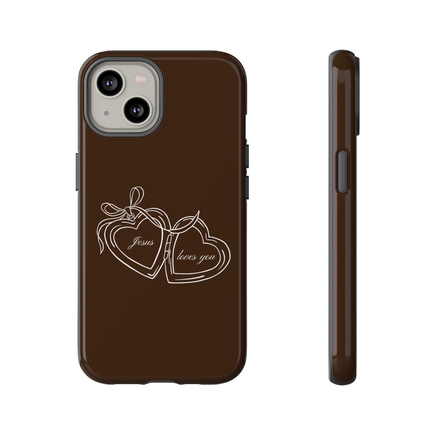 Jesus loves you Locket Espresso Phone Case