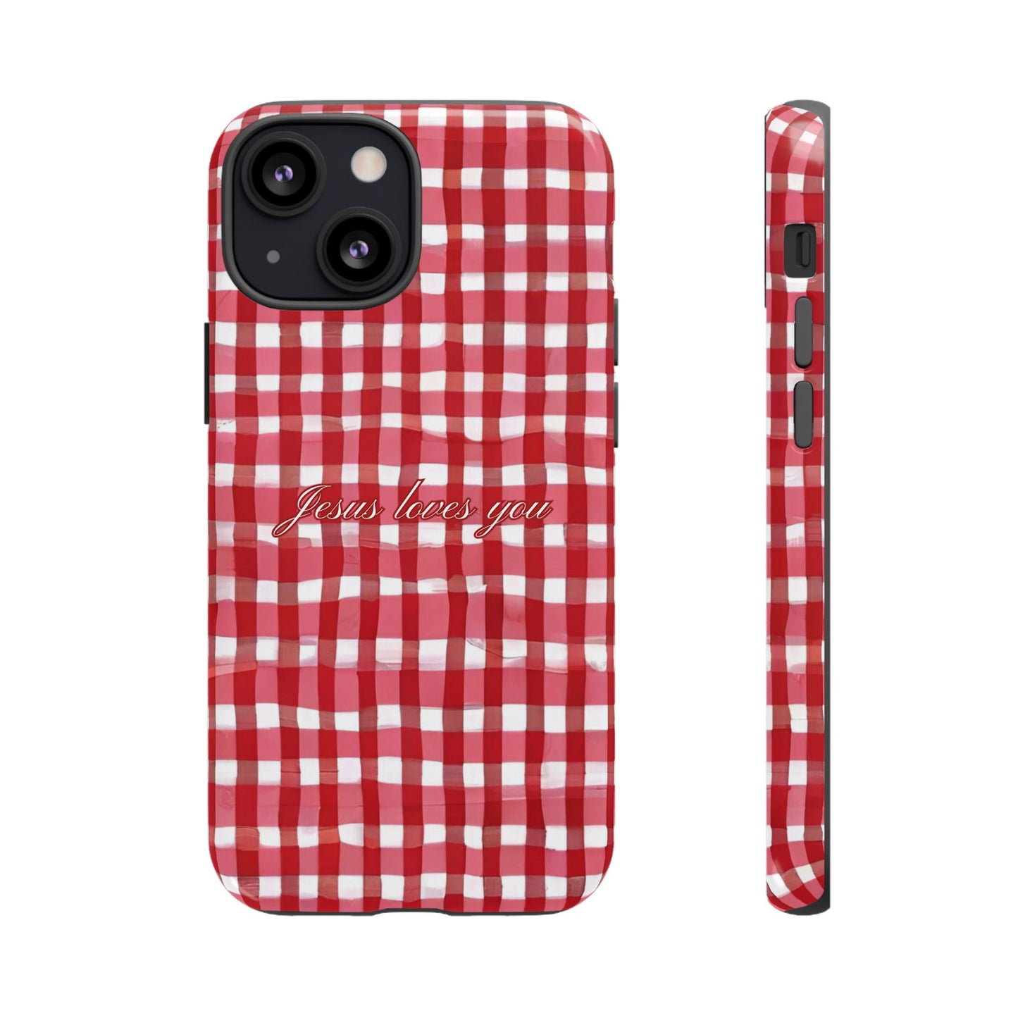 Jesus loves you Gingham phone case