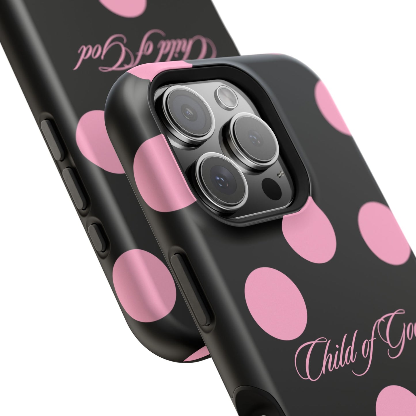 Child of God Pink and Black Polka Dot MagSafe Phone Case