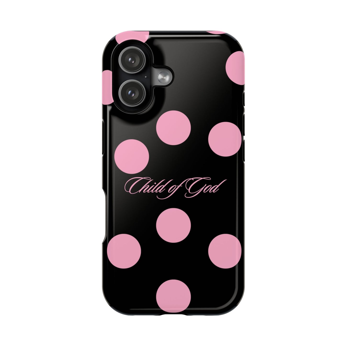 Child of God Pink and Black Polka Dot MagSafe Phone Case