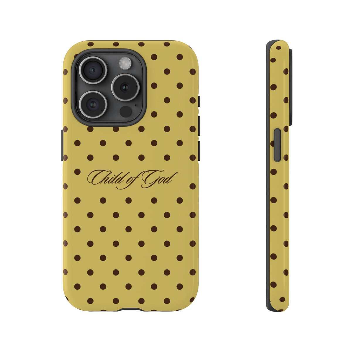 Child of God Brown & Yellow Polka Dot Phone Case