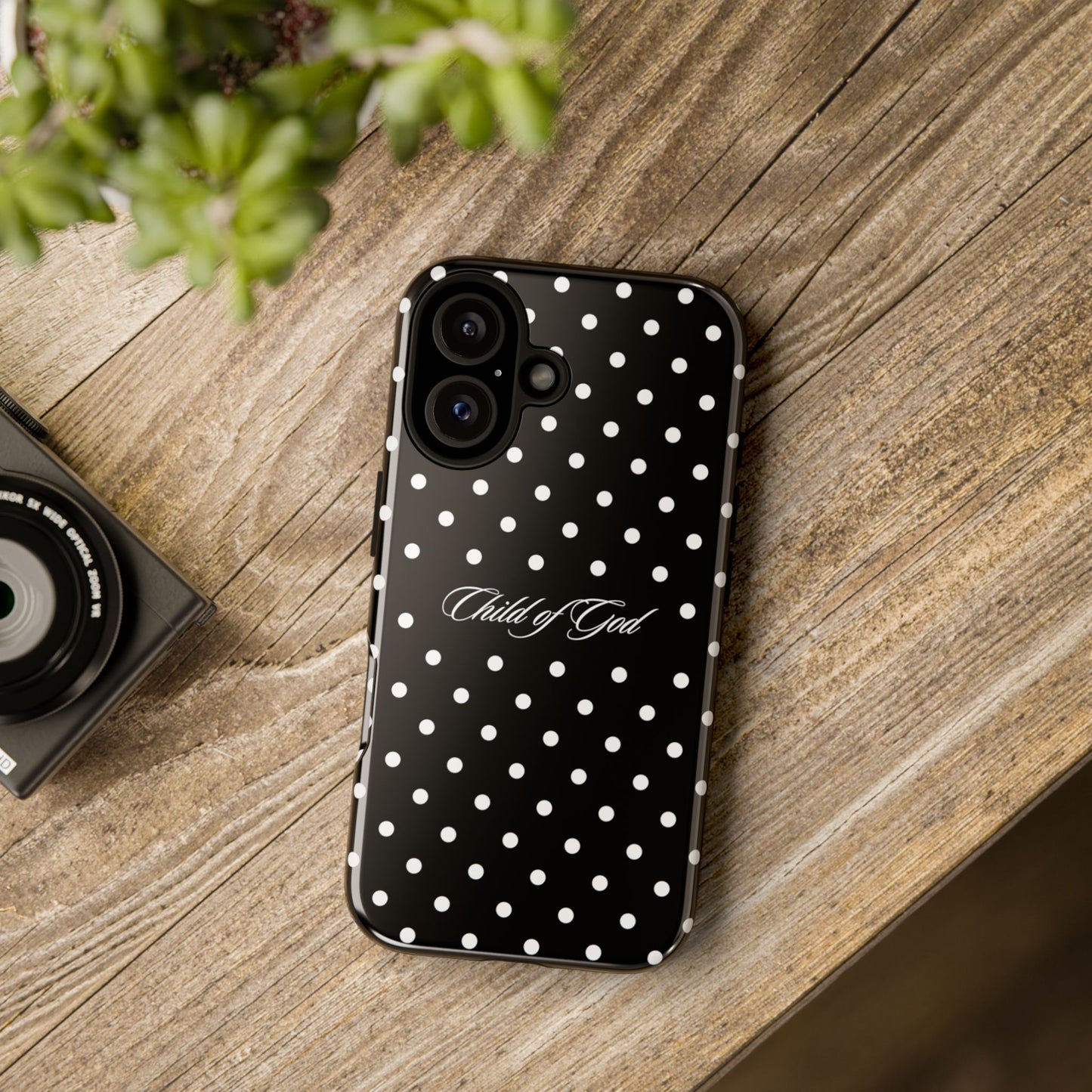 Child of God Black Polka Dot Phone Case