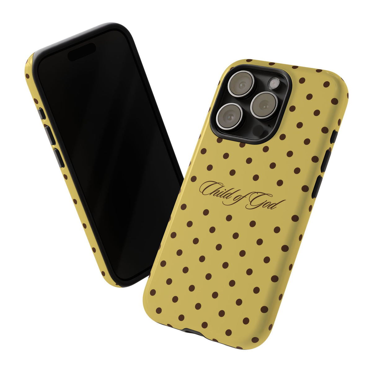 Child of God Brown & Yellow Polka Dot Phone Case