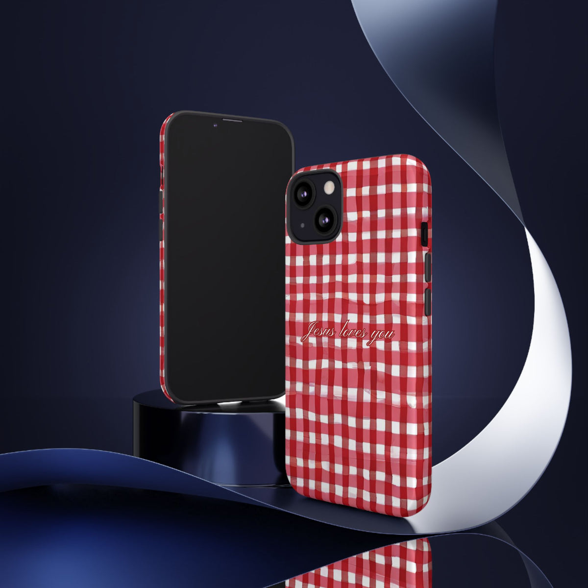 Jesus loves you Gingham phone case