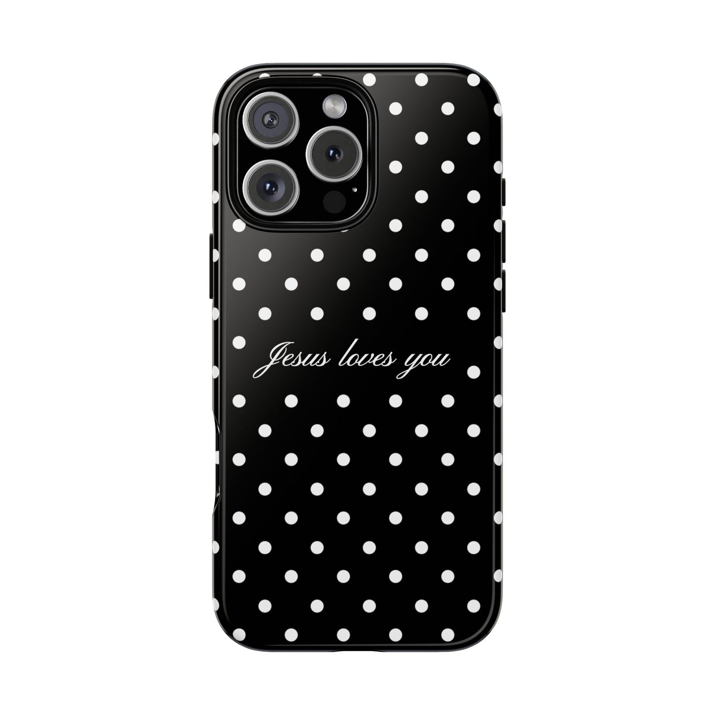 Jesus Loves You Black Polka Dot Phone Case