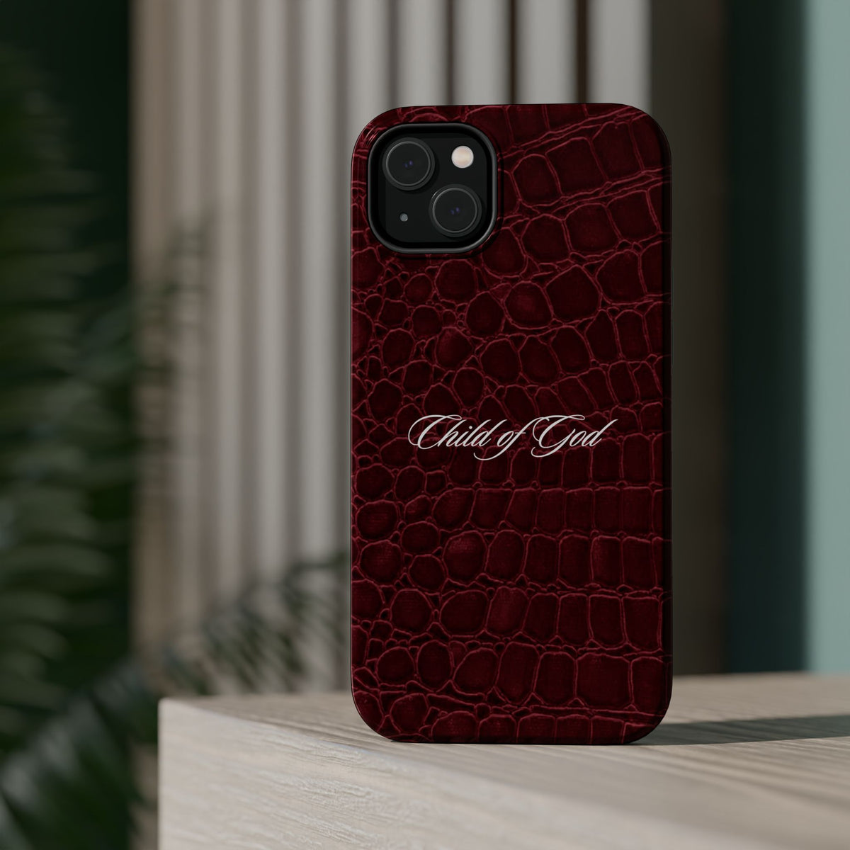 Child of God Burgundy Croc MagSafe Phone Case