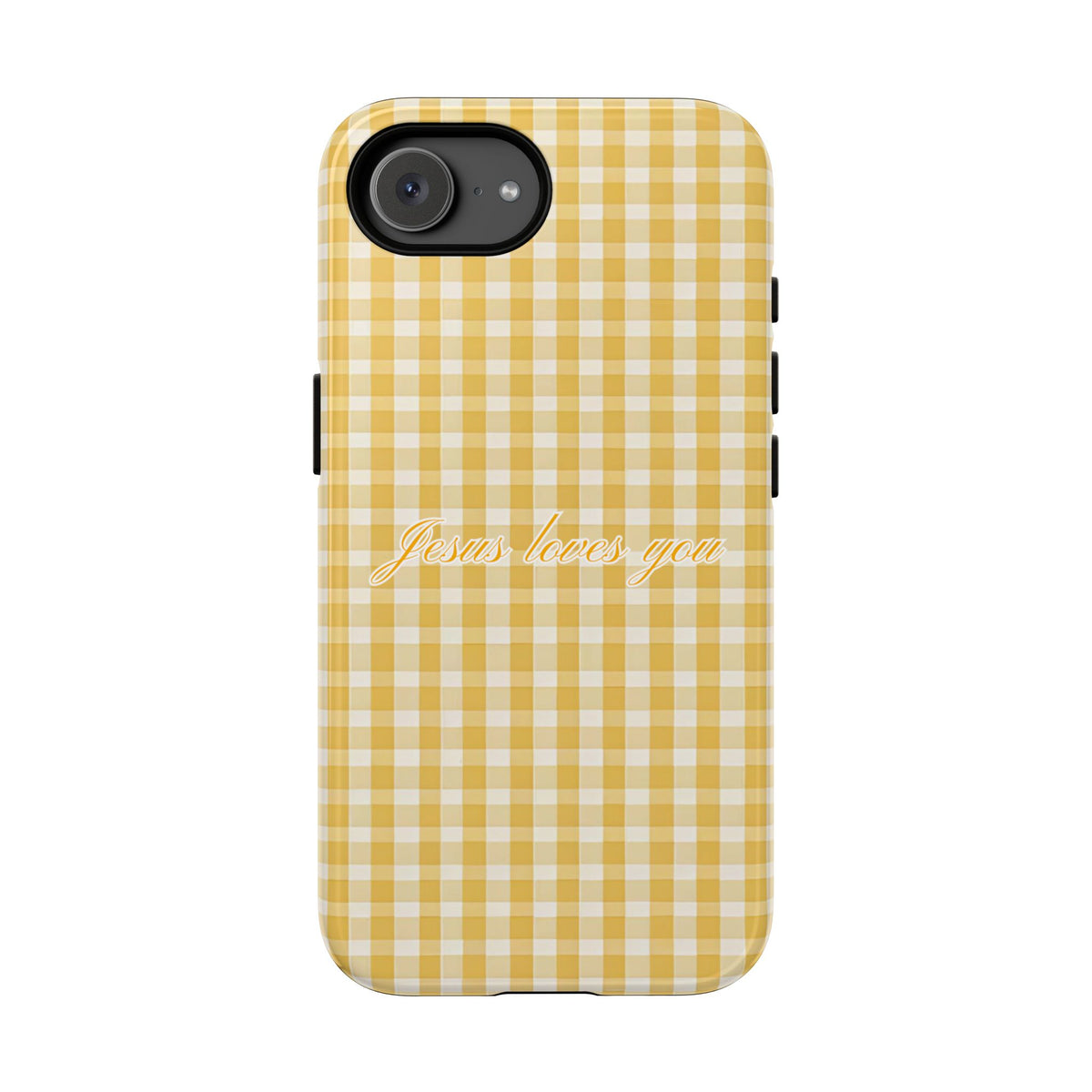 Jesus loves you Yellow Gingham Phone Case