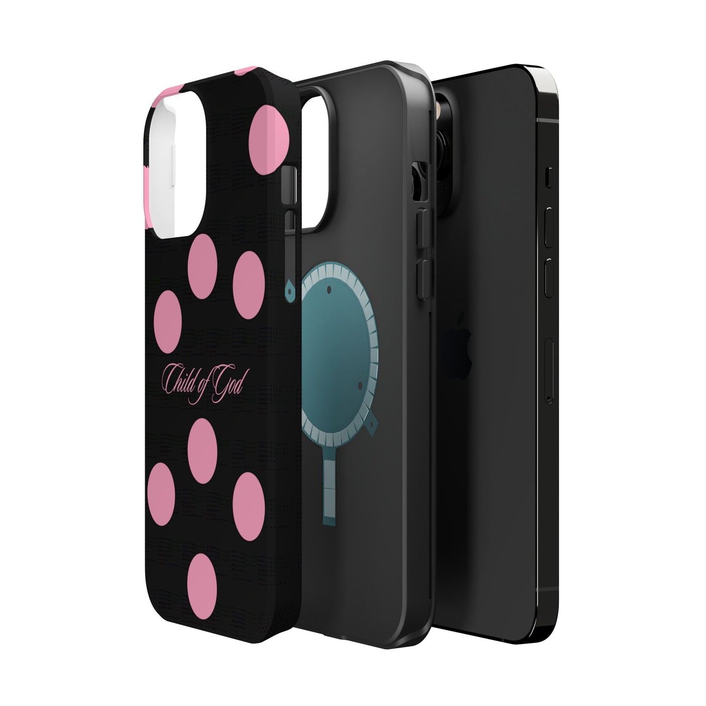Child of God Pink and Black Polka Dot MagSafe Phone Case