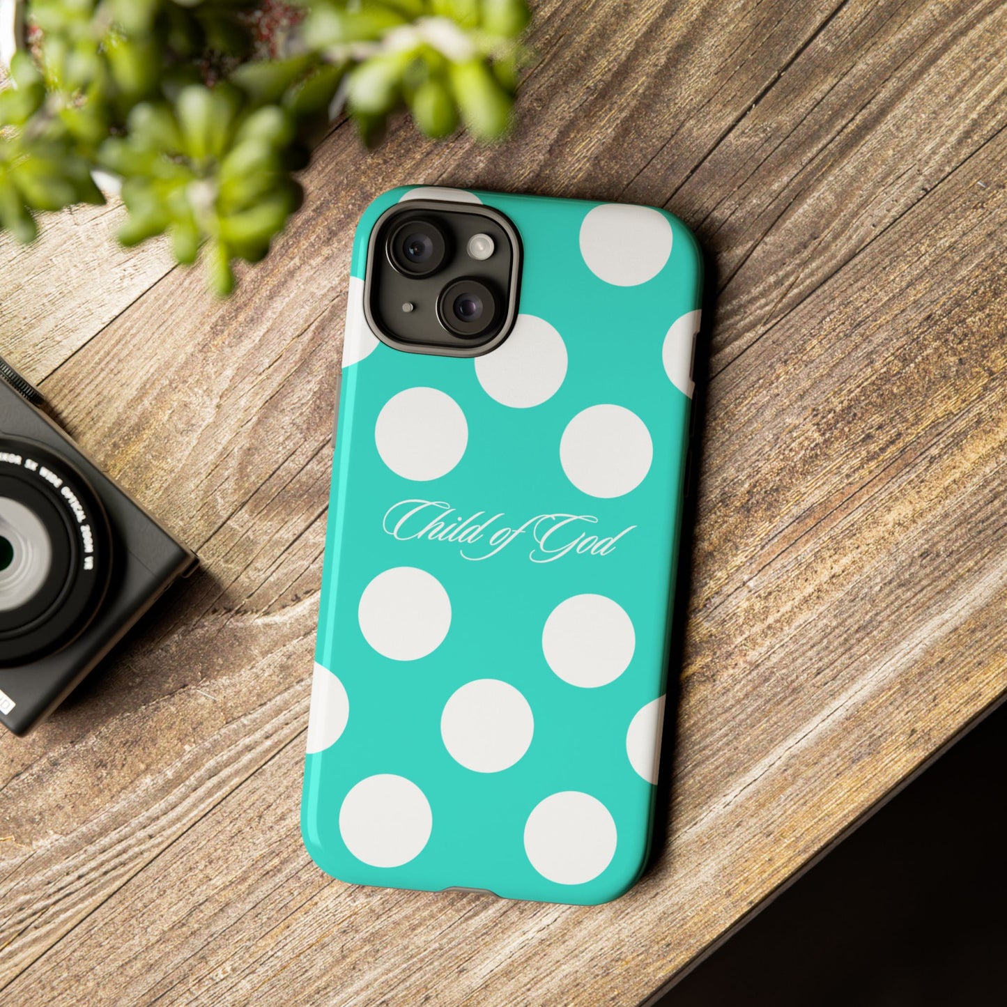Child of God Turquoise Polka Dot Phone Case