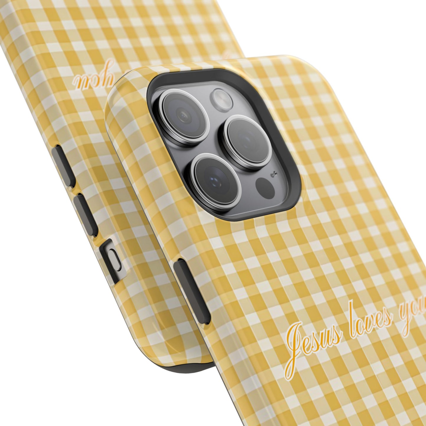 Jesus loves you Gingham Yellow Phone Case MagSafe