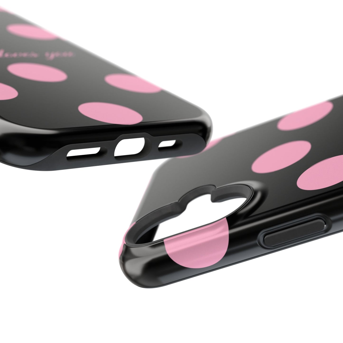 Jesus loves you Pink and Black Polka Dot MagSafe Phone Case