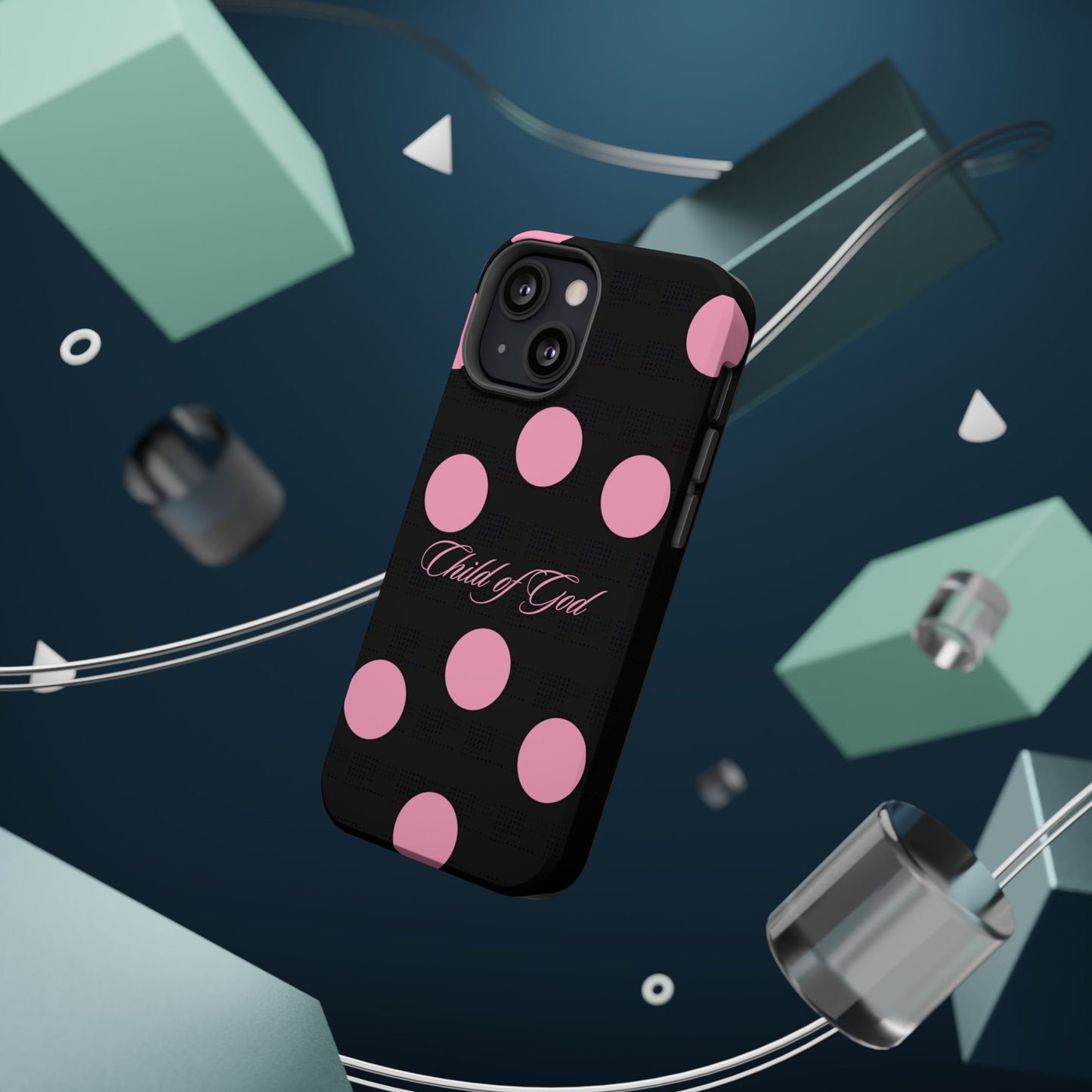 Child of God Pink and Black Polka Dot MagSafe Phone Case