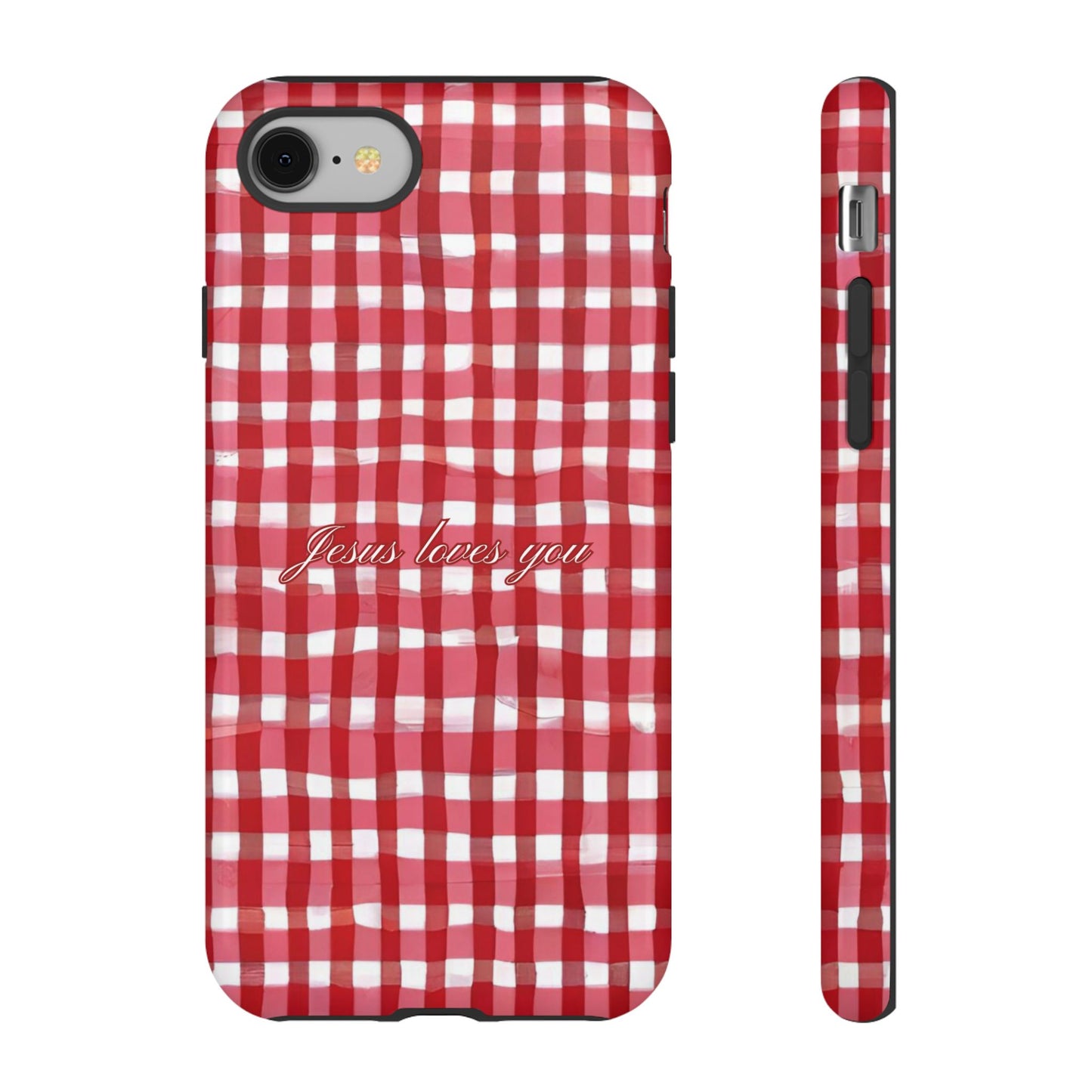 Jesus loves you Gingham phone case