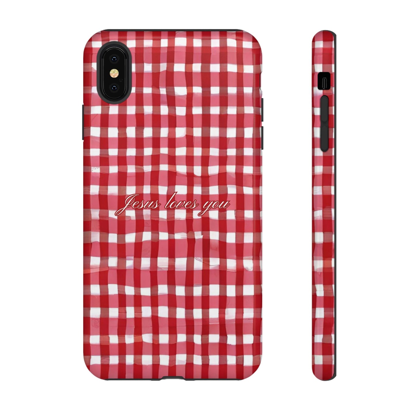 Jesus loves you Gingham phone case