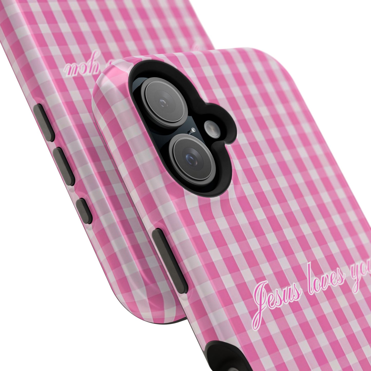 Jesus loves you Pink Gingham Phone Case MagSafe