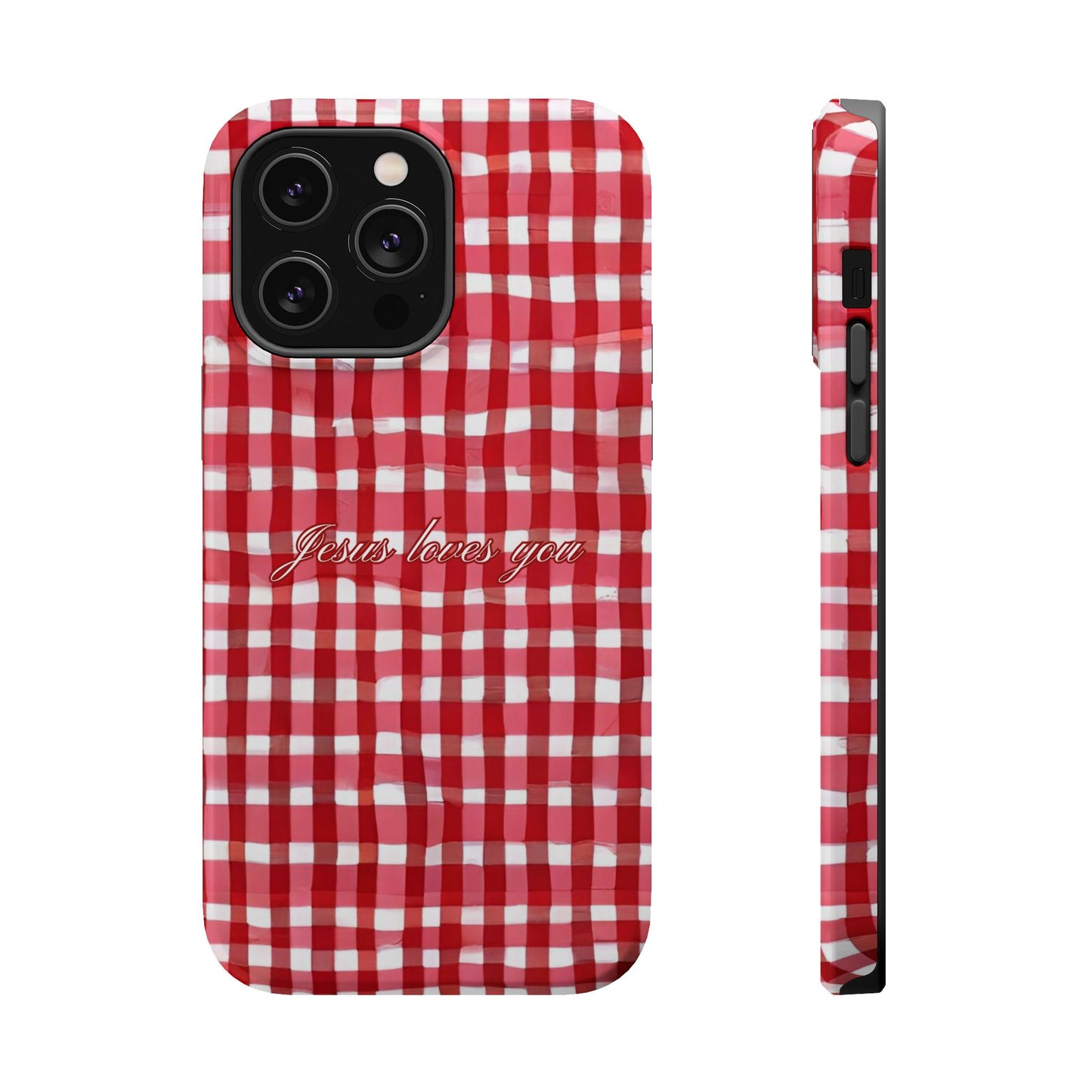 Jesus loves you Gingham MagSafe Phone Case