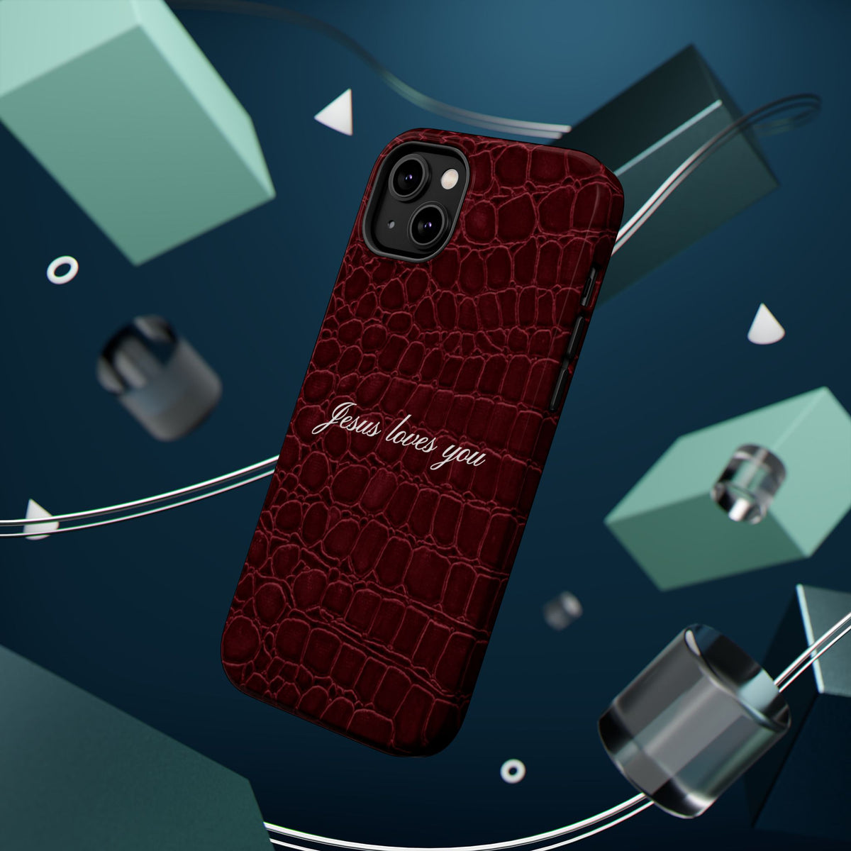 Jesus loves you Burgundy Croc MagSafe Phone Case