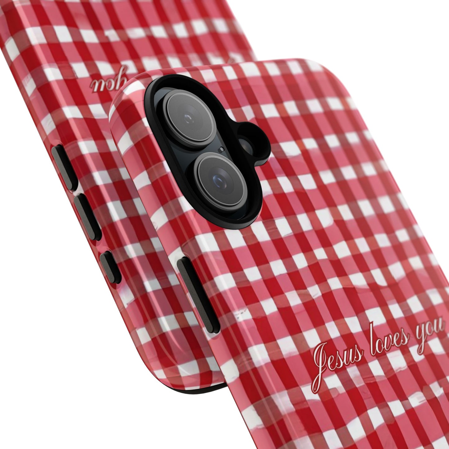 Jesus loves you Gingham phone case