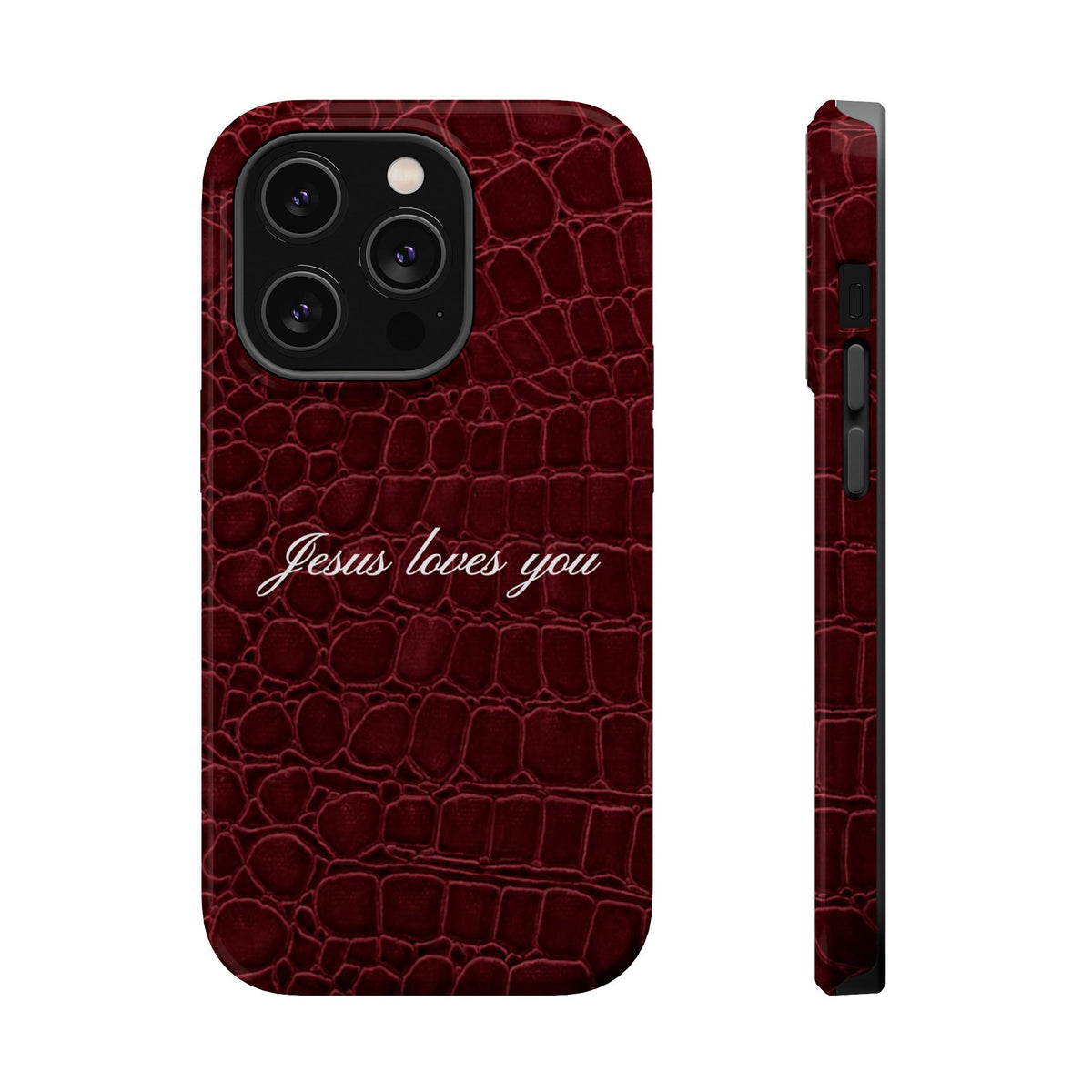 Jesus loves you Burgundy Croc MagSafe Phone Case