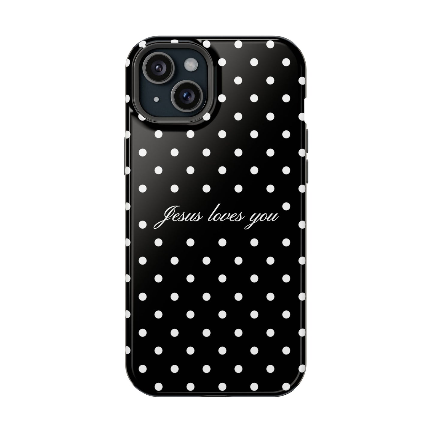 Jesus loves you Black Polka Dot Phone Case MagSafe