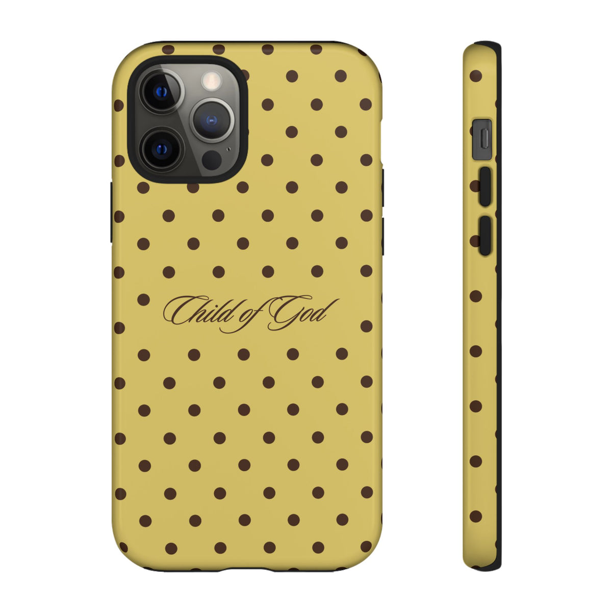 Child of God Brown & Yellow Polka Dot Phone Case