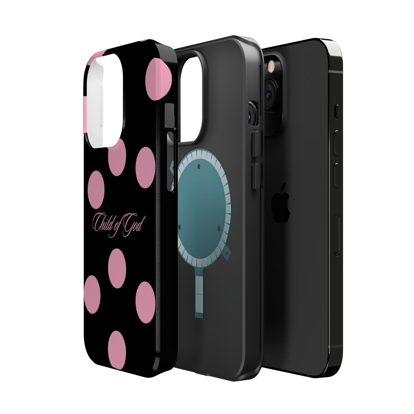 Child of God Pink and Black Polka Dot MagSafe Phone Case