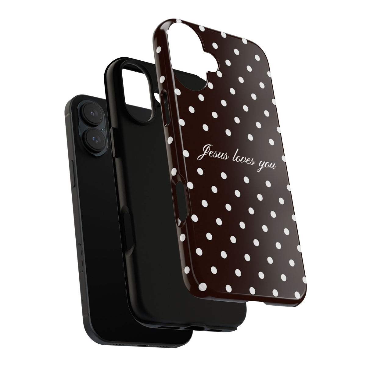 Jesus loves you Espresso Polka Dot Phone Case