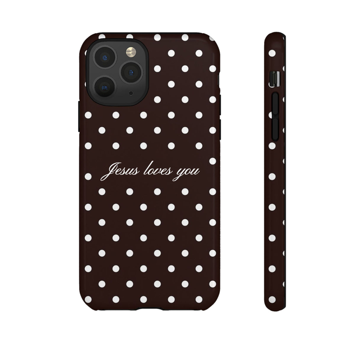 Jesus loves you Espresso Polka Dot Phone Case