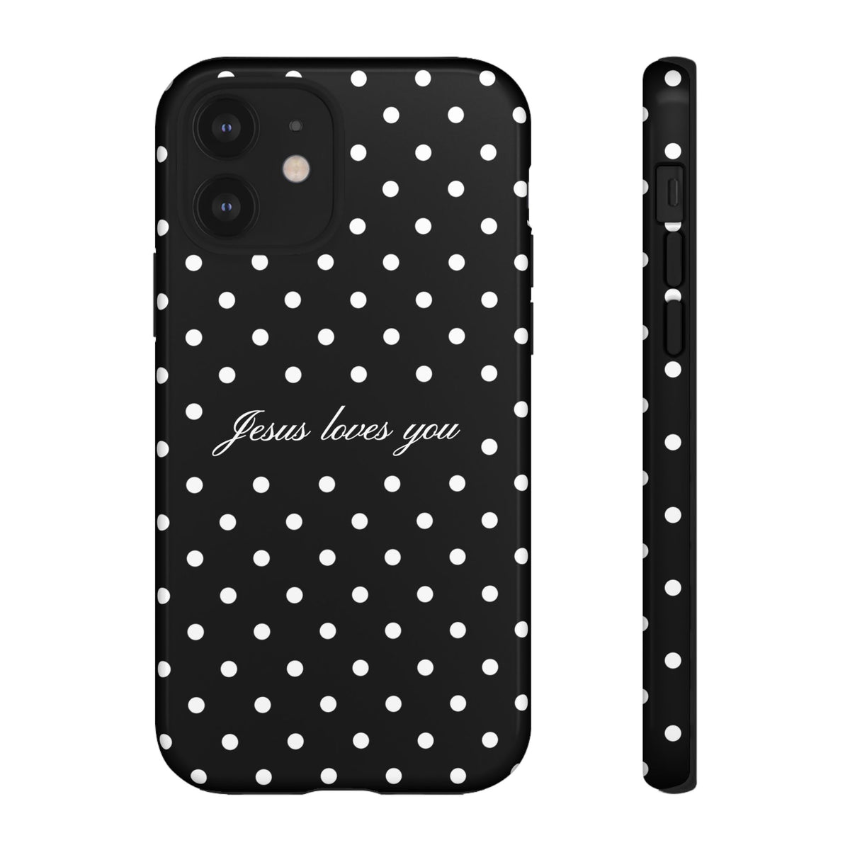 Jesus Loves You Black Polka Dot Phone Case