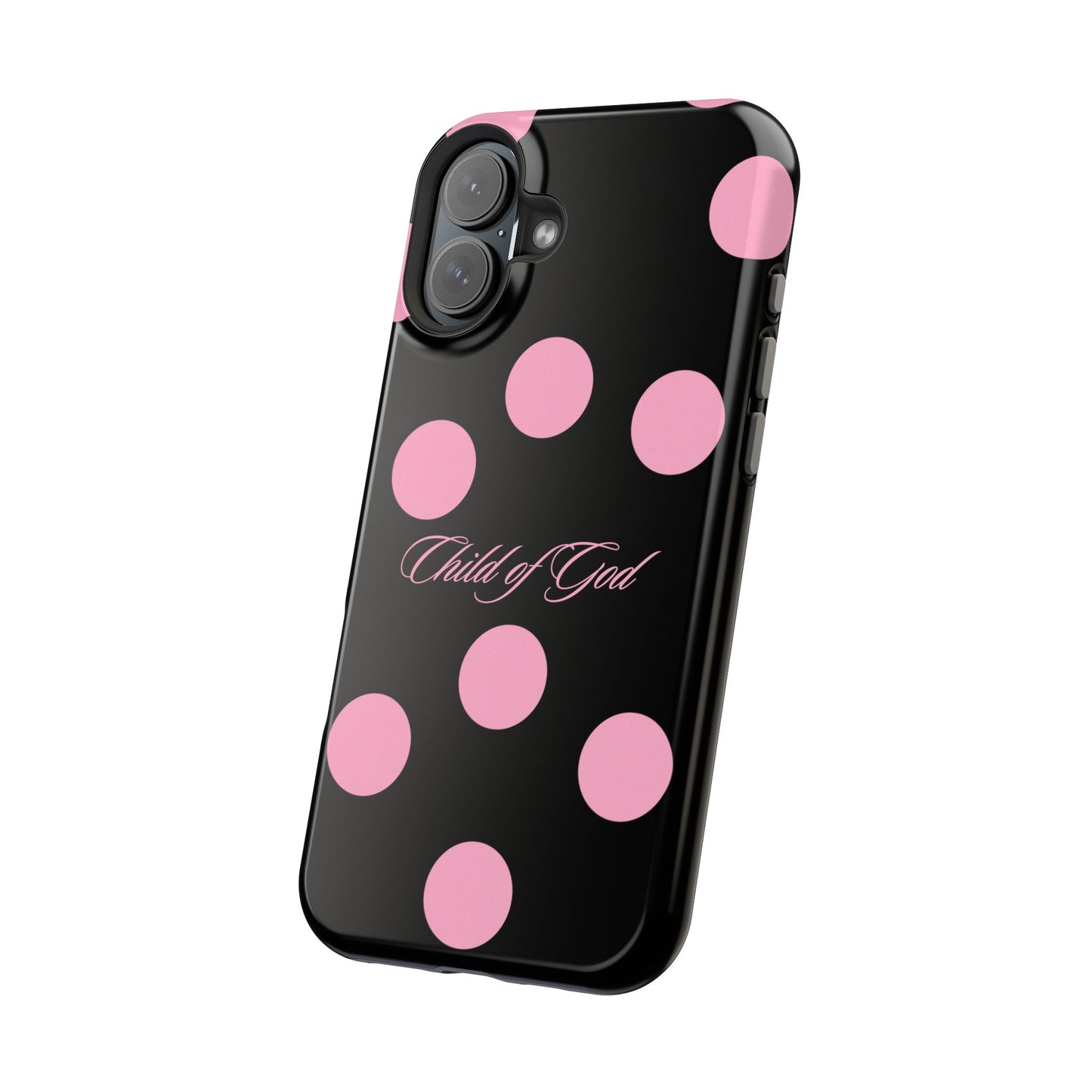 Child of God Pink and Black Polka Dot MagSafe Phone Case