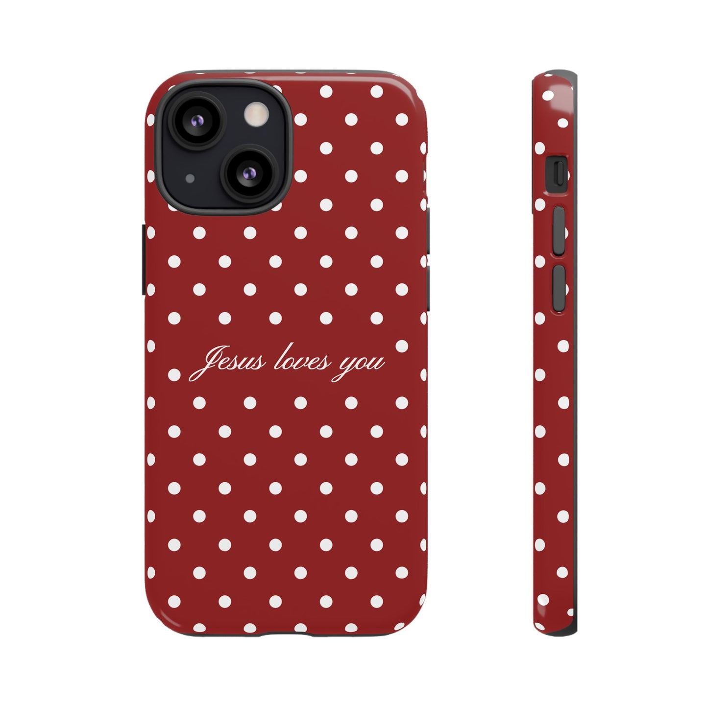 Jesus loves you Red Polka Dot Phone Case