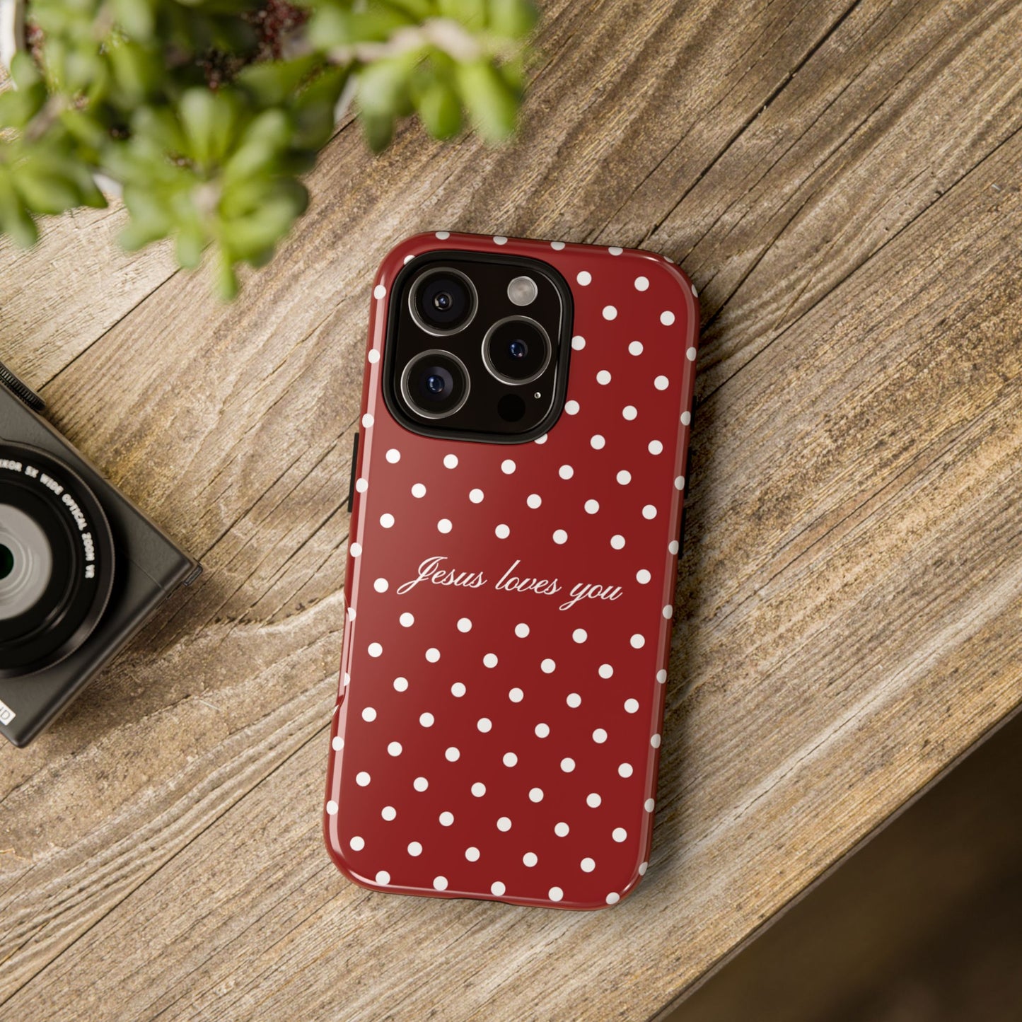 Jesus loves you Red Polka Dot Phone Case