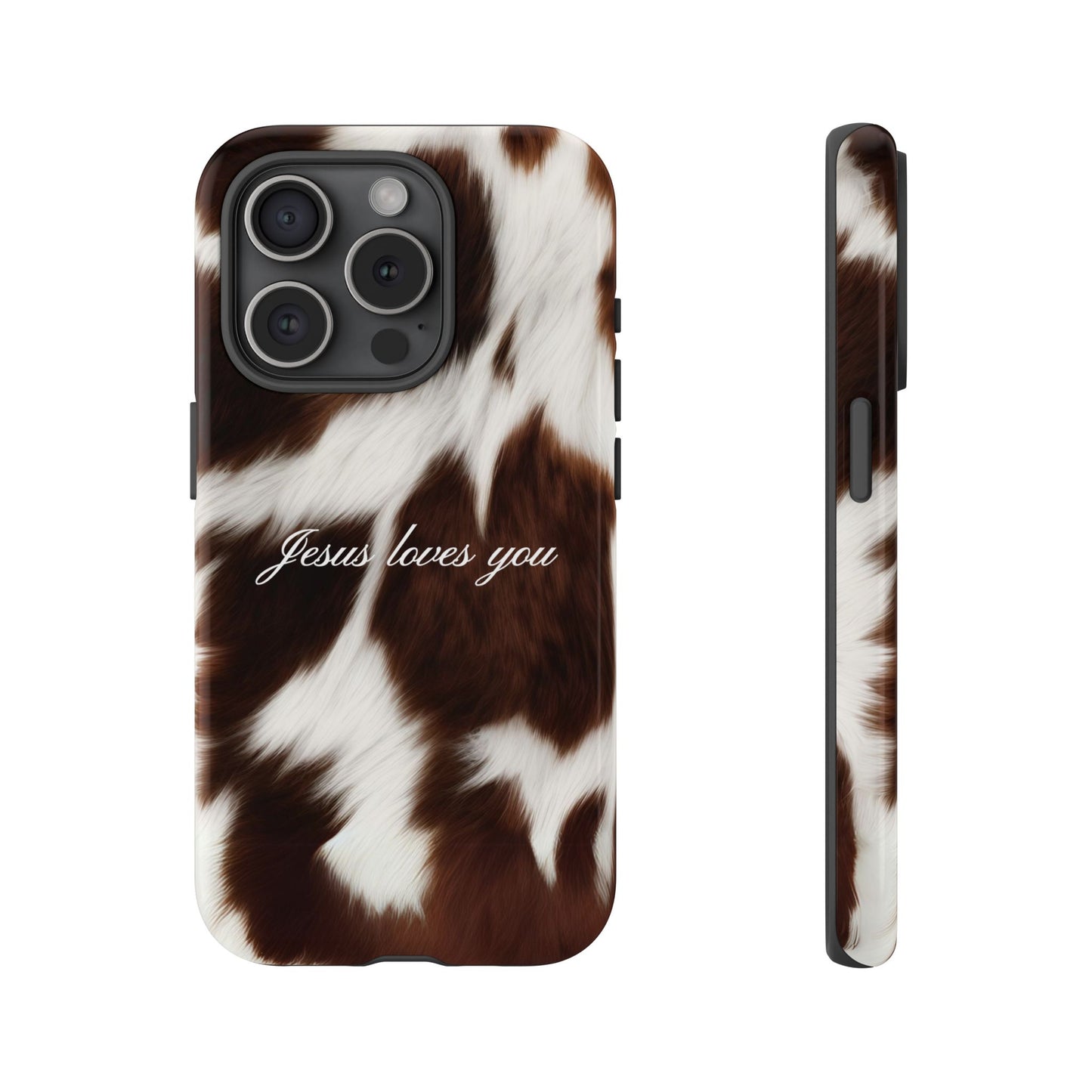 Jesus loves you Cow Print Phone Case