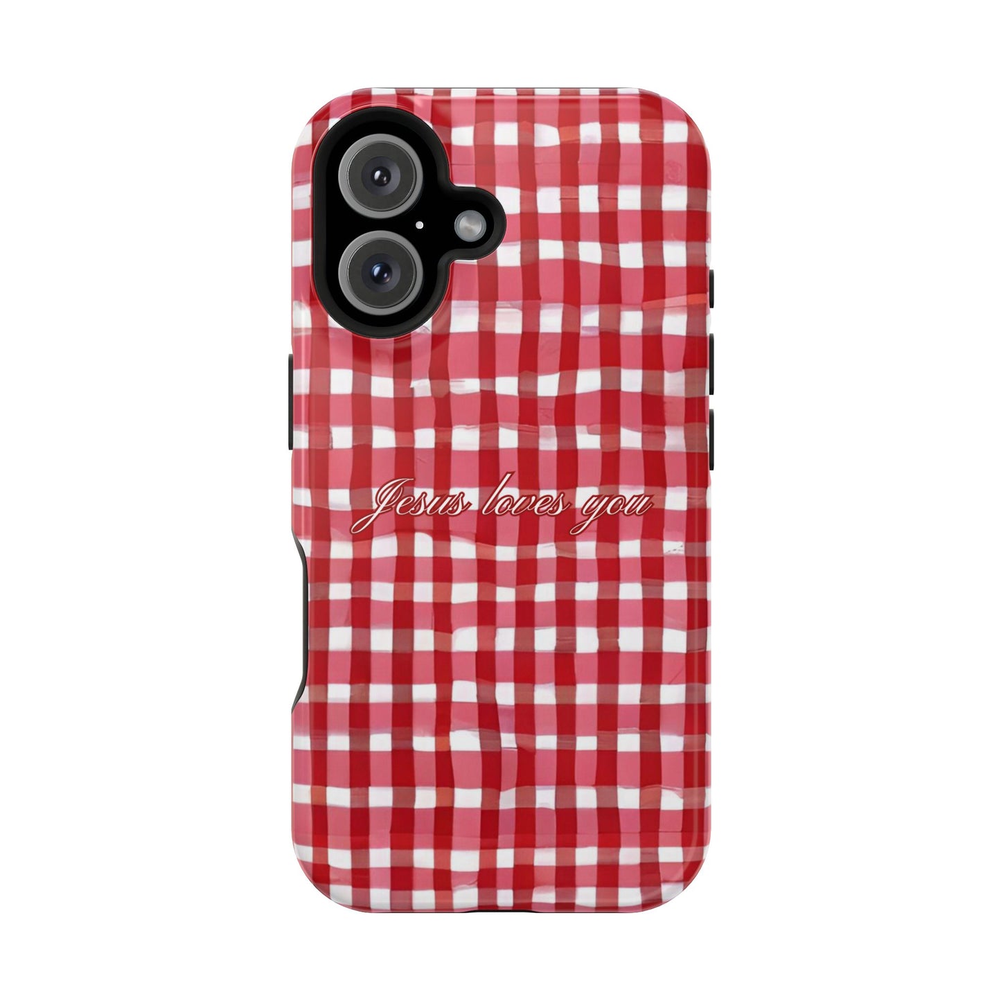 Jesus loves you Gingham MagSafe Phone Case