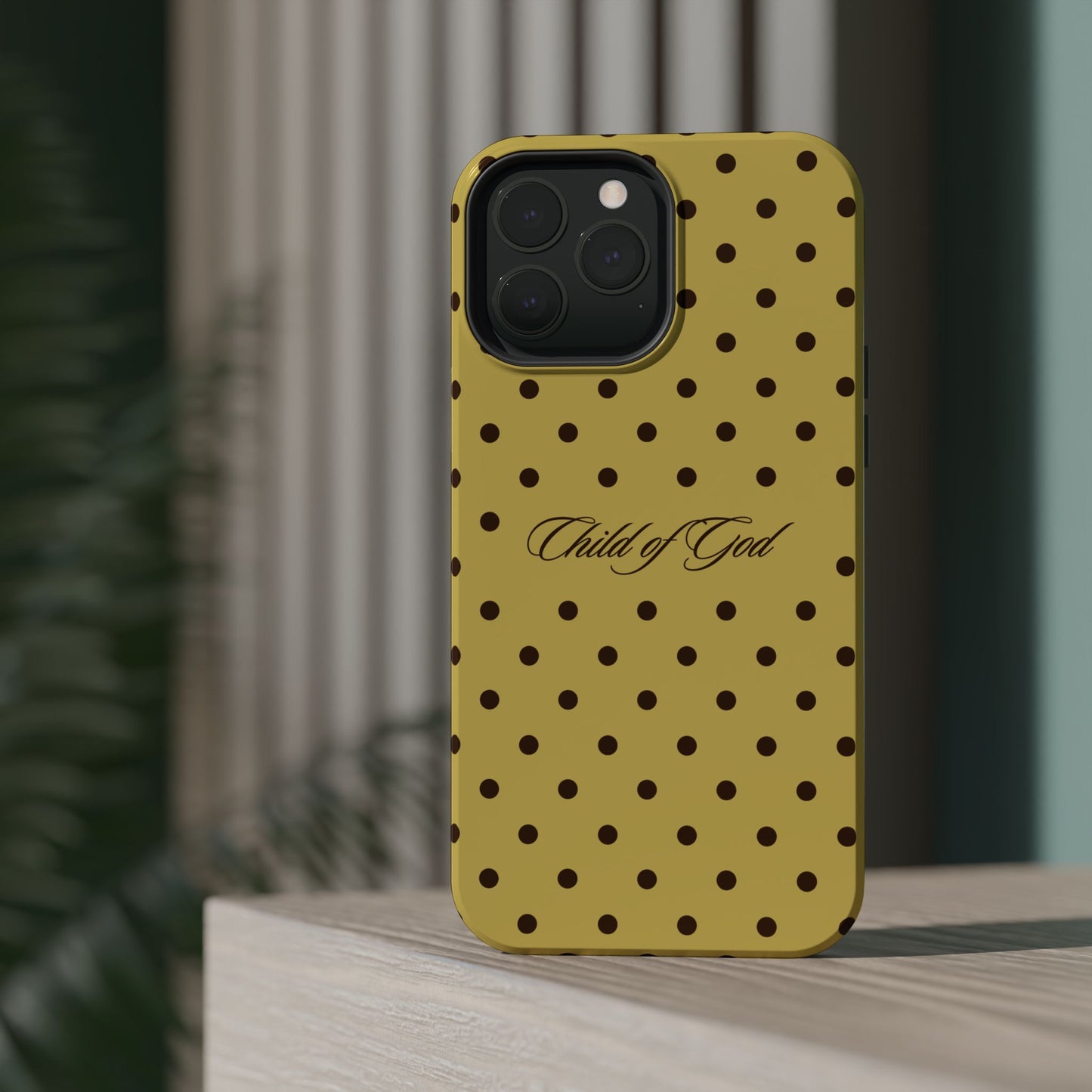 Child of God Yellow and Brown Polka Dot MagSafe Phone Case