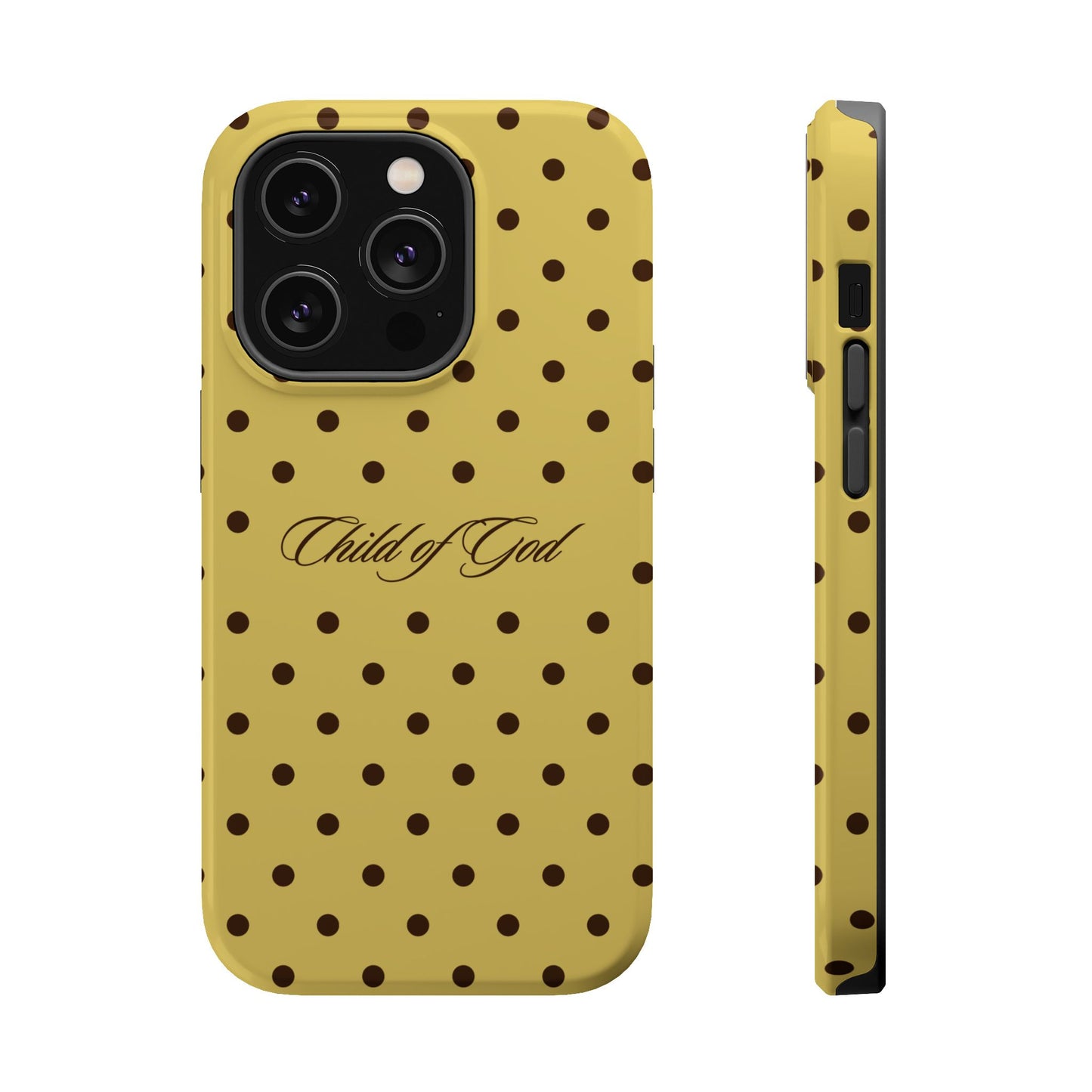 Child of God Yellow and Brown Polka Dot MagSafe Phone Case