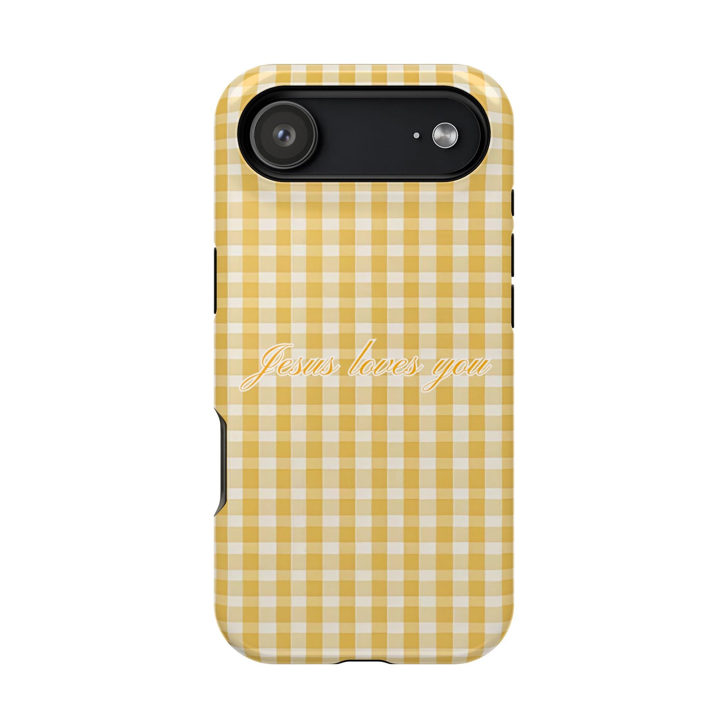 Jesus loves you Gingham Yellow Phone Case MagSafe
